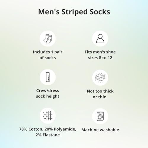 tiemart Men's Socks, Fits Men's Shoe Sizes 8-12 - color: Black and White Striped