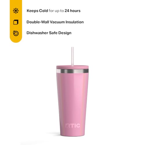 RTIC 20oz Everyday Tumbler, Insulated, Ceramic Lined, Dusty Rose Glitter - color: Dusty Rose Glitter, size: 20 Ounces