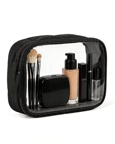 Moyad TSA Approved Toiletry Bag Clear Quart Size Travel Bags Makeup Bag - color: Puffer Black, size: 1 Pack