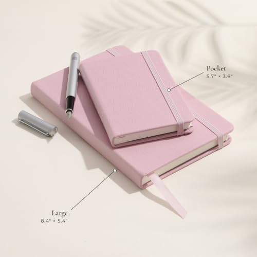 Leather Notebook, Writing Journal, Quartz Pink - color: Quartz Pink, size: Large