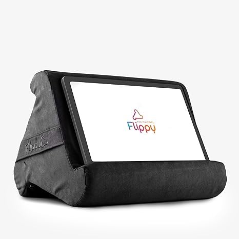 Flippy Original Tablet Pillow Stand & iPad Holder, Gift for Book Lovers & Readers, Multi-Angle Stand with Storage for Lap, Desk & Bed, Compatible with Kindle, Fire, iPad & Samsung, Smokey - color: Smokey 4.0