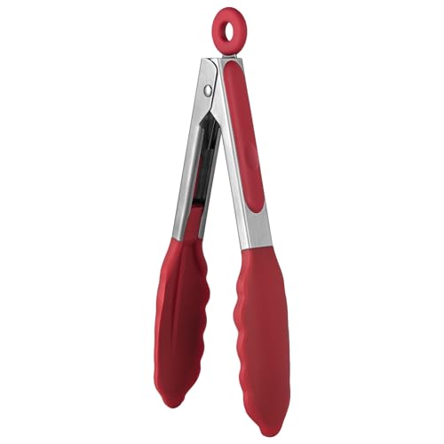 U-Taste Kitchen Tong for Cooking, 600ºF Heat-Resistant Silicone, 7in/Red - color: Red, size: 7 inch