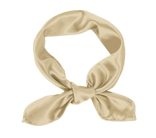 1 Piece of Square Satin Scarf Wrap Ribbon Neck Scarfs Halloween Retro Costume (23.62" x 23.62") - color: Khaki