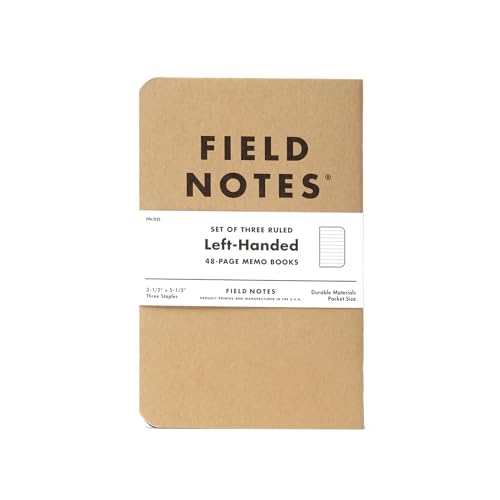 Field Notes: Original Kraft 3-Pack - Left-Handed - Ruled Paper Memo Books - Lined 48 Page Pocket Notebooks - 3.5" x 5.5" - color: Left-handed Ruled Paper