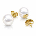 Real Freshwater Pearl Stud Earrings for Women, Hypoallergenic - color: 14K Gold Plated, size: 7.0-7.5mm