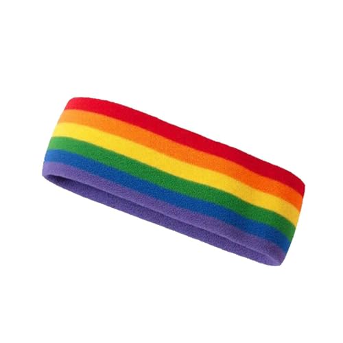 COUVER 3 Color Striped Sports Sweatband Set - color: Rainbow