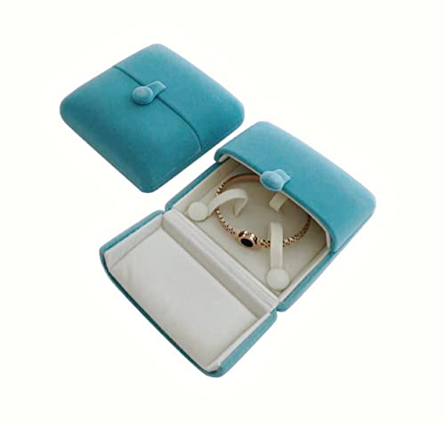 Premium Grade Luxurious Aqua Velvet Jewelry Case for Bracelet Bangle Storage Present Box - color: Bangle Bracelet Case