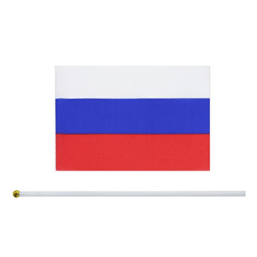Kind Girl 25 Pack Hand Held Small Mini Flag Russia Flag Russian Stick Flag Round Top National Country Flags,Party Decorations Supplies for Parades,World Cup,Festival Events,International Festival - color: Russia