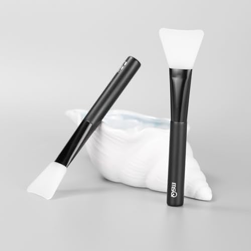 MSQ Silicone Face Mask Brush, Soft Facial Cleansing Scrubber, Facial Mask Brush for Mud, Clay, Charcoal Mixed Mask, DIY, Skincare Applicator Tools (Black 1PC) - color: Black