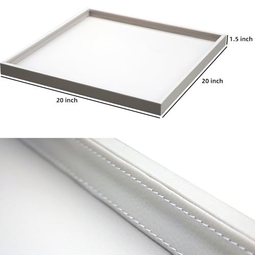 20x20 Inch Rectangular Ottoman Tray | Textured PU Leather, Waterproof & Heat-Resistant Storage for Coffee/Dining Tables, Sofa, Bed, Entertainment & Party (Tranquil Beige, 20 * 20in) - color: Tranquil Beige, size: 20" x 20" x 1.5"