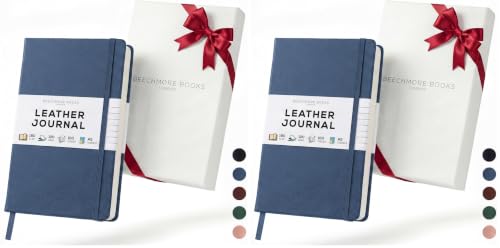 BEECHMORE BOOKS Premium Lined Leather Journal for Men & Women, 5" x 8" (A5) Thick 120gsm Ivory Cream Paper Notebook, Hardcover Vegan Leather Personal Diary, With Gift Box (Symphony Blue) (Pack of 2) - color: Symphony Blue, size: A5 - 5.8" x 8.3" Medium (P