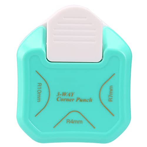3 Way Round Corner Punch, 4mm, 7mm, 10mm 3 in 1 Corner Cutter for Paper Crafts, Laminator, Cardstock, DIY Projects, Photocards, Card Making and Scrapbooking - color: Green