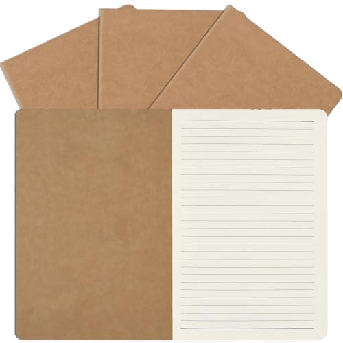 SZYIKUER A5 Kraft Notebooks Bulk, Lined Paper Journaling Notebooks, Notebooks for Work, Journal notebooks for kids, Composition Notebooks for School， 60 Pages ，8.3x5.5 Inches 4Pack