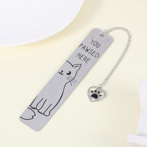 Cat Pendant Bookmark, Cute Cat Gifts Funny Silver Animal Metal Book Marks - style: Silver Cat