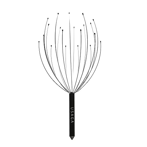 USAGA Head Massager Scalp Massager 20 Fingers Head Scratcher (Black&Black) - color: Black