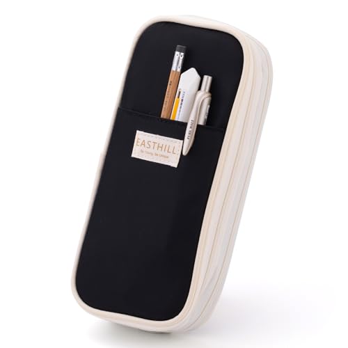 EASTHILL Big Capacity Pencil Case Large Pencil Pouch Stationery Pen Bag for Teen Girls-Black - color: Black