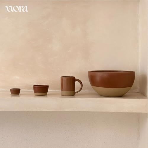 MORA Medium Mugs Set of 4, 16oz Ceramic Pottery Latte Mugs/Coffee Cups - Microwave and Dishwasher Safe - Terracotta - color: Terracotta
