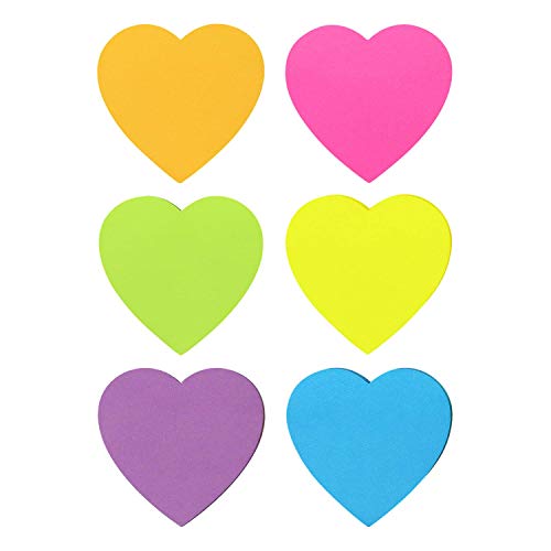 SIMONA Heart Shape Sticky Notes 6 Bright Colors, 450 Sheets - color: Bright Color 6 Pads