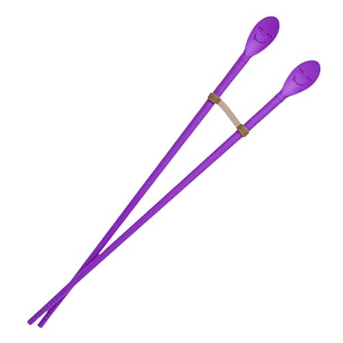 Silicone Cooking Chopsticks with Spoon, 12-Inch, Purple, Made in Korea - color: Purple