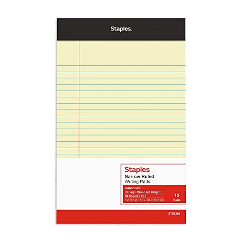 TRU RED Legal Pads, 5x8 Inch, Narrow Ruled, Canary, 12-Pack - style: Canary