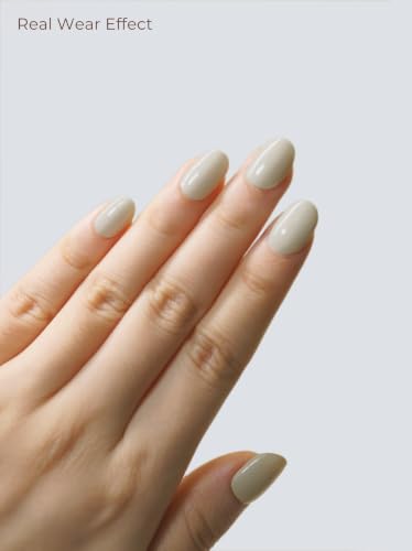 Real Gel Nail Strips (No UV Light Needed) - 44Pcs Salon Quality Nail Stickers - Long Lasting Polish Wraps for Women, Easy Apply & Remove (Nude Oat) - color: Nude Oat
