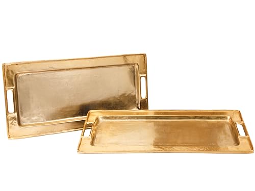 Objet D'Art Beaufort Rectangular Gold Bar Tray, Set of 2 - color: Beaufort