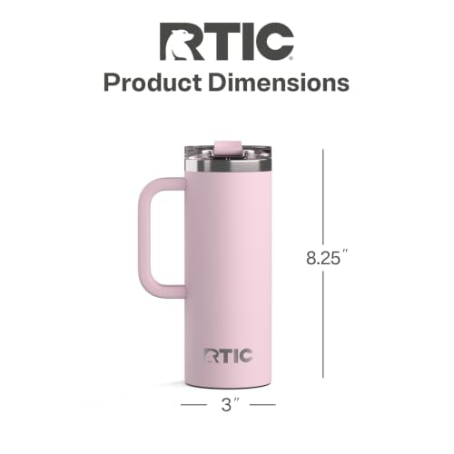 RTIC 20oz Road Trip Travel Mug with Lid and Handle, Ceramic Lined, Pale Pink - color: Pale Pink, size: 20 Ounces