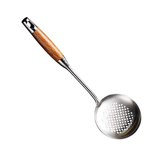 Slotted Spoon,Strainer Skimmer Ladle for Cooking and Frying,15.8Inch - style: Skimmer Spoon-wood handle