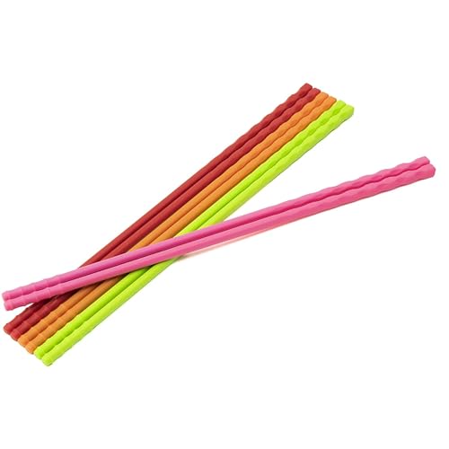 ( Set of 4 ) Kitchen Reusable 9.4 in Non Slip Silicone Cooking Chopsticks, Stainless Steel Core Reinforced, Reusable, Dishwasher Safe, Everyday Use, Camping, Party, Salad, Made in Korea (4 Colors)