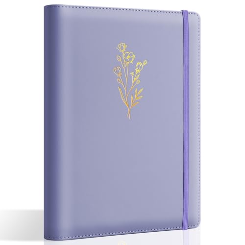 Ovesmusl PU Leather Aesthetic A5 Binder 6 Ring Binder Journal Cover - color: Purple, size: A5