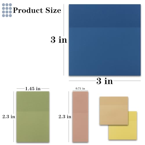 YOUDEFUL Translucent Sticky Note, Clear Sticky Note in 3 Sizes - size: Square Blue