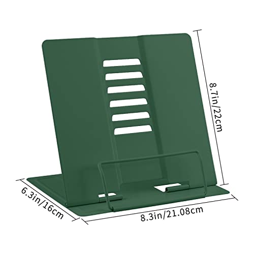 Honagu Metal Desk Book Holder, Adjustable Hands Free Holder for Cookbooks, Documents, Music Books, Textbooks, Tablets, Ipad (Military Green) - color: Military Green