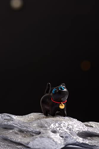 Green Sandalwood Hand Carved Wood Cat Statue, Modern Style, Lovely Gift Home Decor Figurine Table Decoration 【Ebony Lucky Cat】 - color: Fortune Cat Ebony