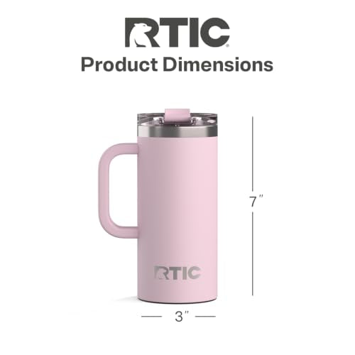 RTIC 16oz Road Trip Travel Mug with Lid and Handle, Ceramic Lined, Pale Pink - color: Pale Pink, size: 16 Ounces