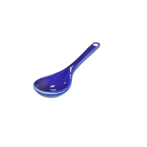 6 pcs Porcelain Egg Spoons Tea Spoon Ceramic Spoons 4.7 inch Coffee Dessert Yogurt Tea Milky Blue - style: Blue