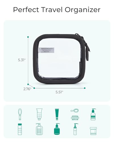 BAGSMART Mini Clear Makeup Bag for Women Portable Travel Toiletry Bag, Cute Small Water-ResistantCosmetic Bag TSA Approved Clear Makeup Case Pouch with Zipper for Car Essentials(Black) - color: Black, size: Small