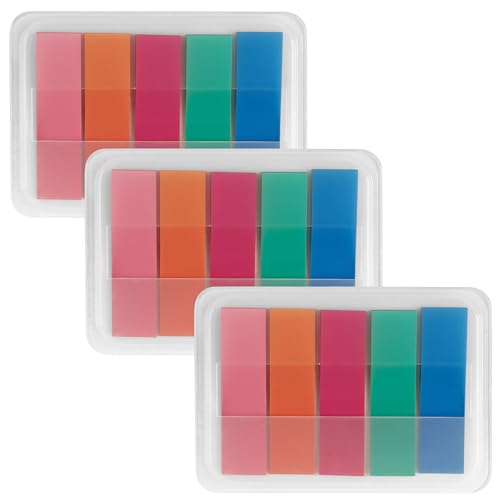 Essex Wares - 300 Pieces, 5 Bold Colors, Transparent Sticky Notes Tabs - color: Bold Colors