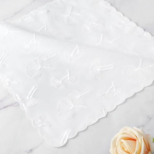 Handkerchiefs for Women Soft Cotton,Dainty Embroidered Womens Handkerchiefs - color: White