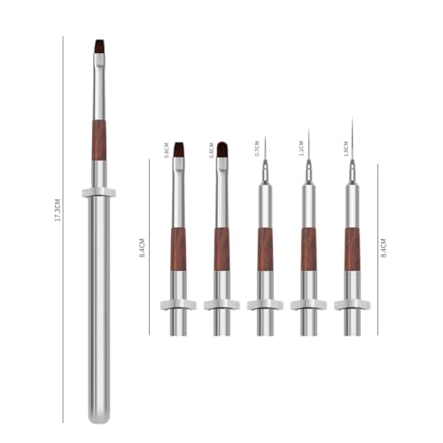 Nail Art Brushes, Metalic Nail Art Liner Brush with 4Pcs Brush Heads - color: Metal