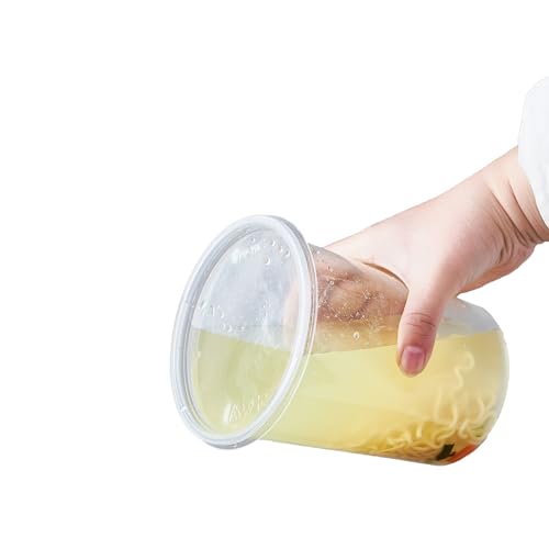 Jaluxing [42 Sets - 32 oz. Plastic Deli Food Storage Soup Togo Containers With Airtight Lids Clear Disposable Takeout Quart Container (Formerly FULING)