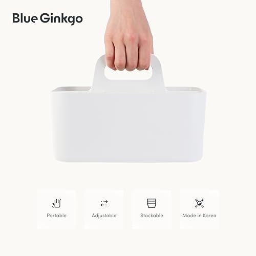 BLUE GINKGO Stackable Organizer Caddy, Rectangle, White, Made in Korea - color: WHITE, size: Rectangle