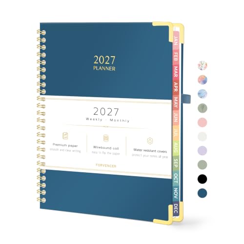 Forvencer 2027 Planner Weekly and Monthly, Hardcover Calendar Planner, A5 - color: Navy Blue, size: 6.3"x8.4" (Jan 2027 - Dec 2027)