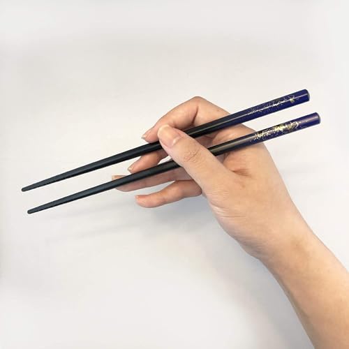 JapanBargain 3642, Japanese Portable Bamboo Chopsticks with Case for Travel, Yuzen Pattern Blue Floral Print, Made in Japan - color: Yuzen Blue