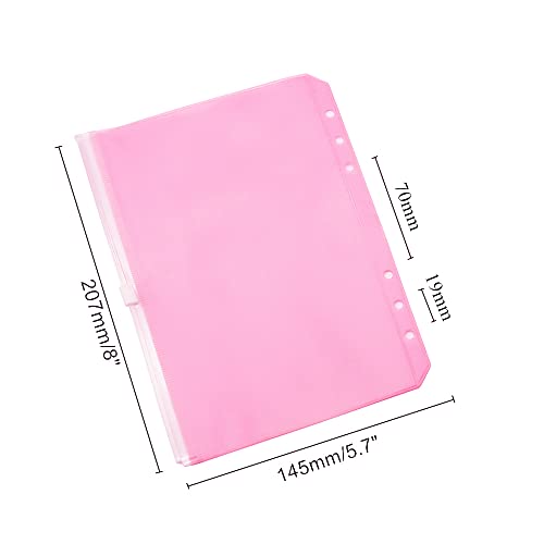 Pink A5 Binder Pockets 12pcs Zipper Cash Envelopes - color: 12pcs Pink Color, size: A5