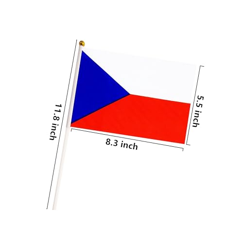 50 Pack Czech Republic Czechia Flags Small Mini Hand Held Czech Republic Czechia on Stick Flags, Miniature National Country Flags,Party Decorations Supplies for Parades,International Festival - color: Czechia