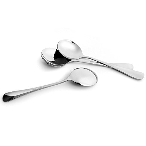 Soup Spoons, Wholesale Spoons Silverware, Round Stainless Steel Spoon Set of 8 - size: 8