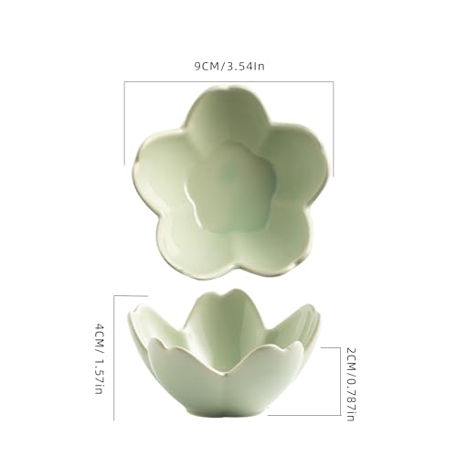 Floral Ceramic Jewelry Tray, 3.5" Ring Holder Trinket Bowl - color: green