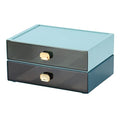 Desktop Storage Drawers, Plastic Countertop Printer Paper Organizer - color: 2 Large Drawers, BU & CYAN