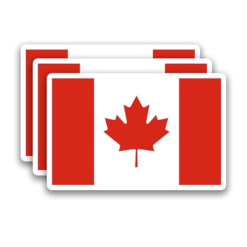 (3Pcs) Canada Flag Stickers – Canadian National Flag Vinyl Decals, 3" x 2" - color: Canada