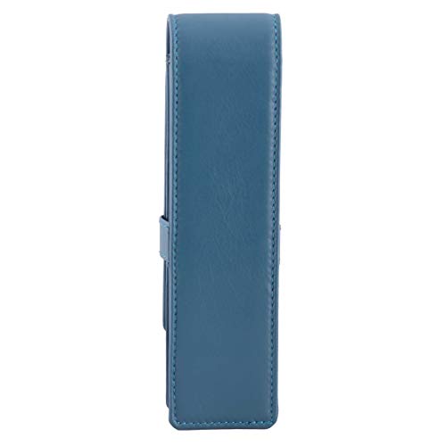 DiLoro Leather Pen Case Pouch Holder for Two Fountain Ballpoint Rollerball Pens or Pencils (Sololio Blue) - color: Sololio Blue
